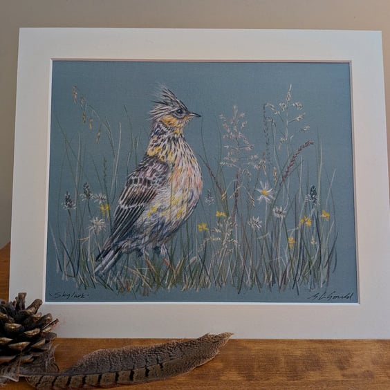 Skylark, a signed print of an original drawing