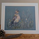 Skylark, a signed print of an original drawing