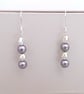 Vintage Dark Grey Pearl Drop Earrings, Vintage Czech Crystal Glass Beads - Image 3