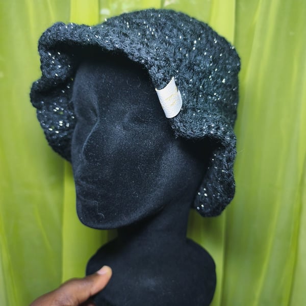 Black Glitter Bucket Hat