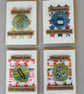 4 x Badges, Art Badges, Badge Cards, Thank You Cards, Keepsake Cards, Art Cards