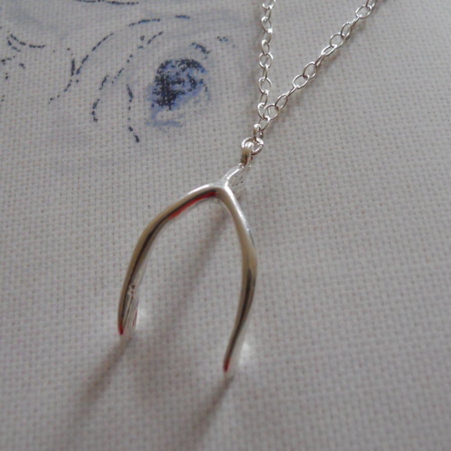 Large lucky Wishbone pendant necklace 