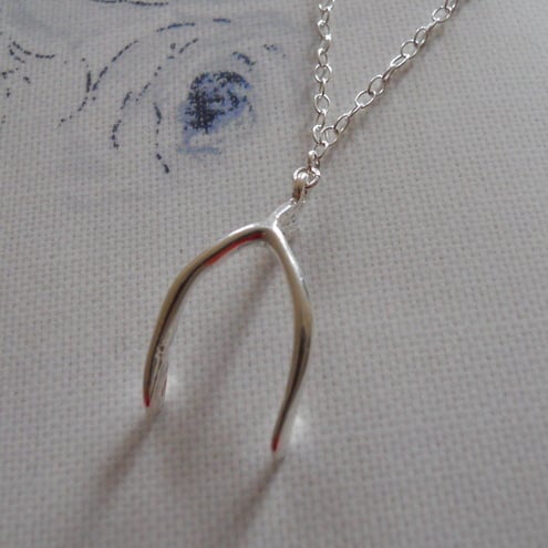  Large lucky Wishbone pendant necklace 