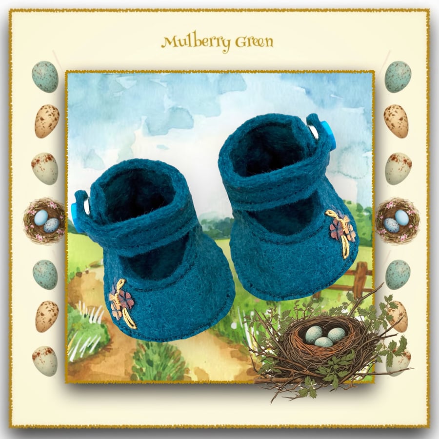 Reserved for June - Teal Felt Shoes