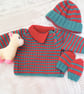 3 Piece Baby's Jumper Set Comprising a Jumper Hat and Mittens, New Baby Gift - Image 1