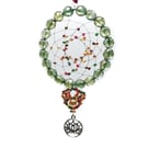 Scarlet red green and gold lotus charm glittering dream catcher