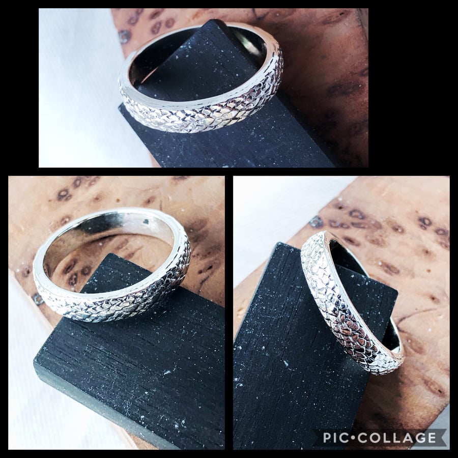 Snake Skin Patterned Sterling Silver Ring
