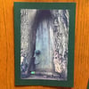 Handmade photo card of wood carving in a tree 'Peek-a-Boo'