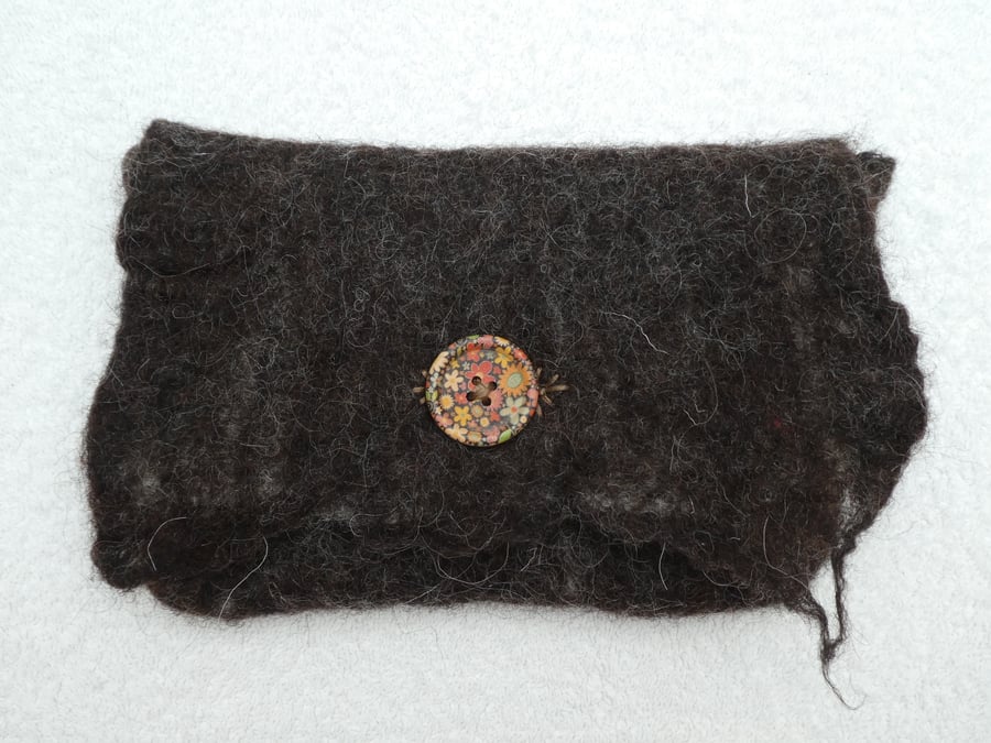 Handmade Felt Purse. Wet Felted Purse In Natural Fibers and Natural Colours