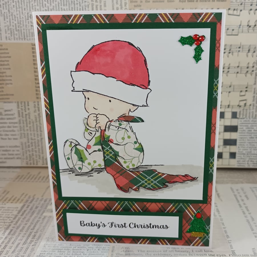 Handmade Baby's 1st Christmas card