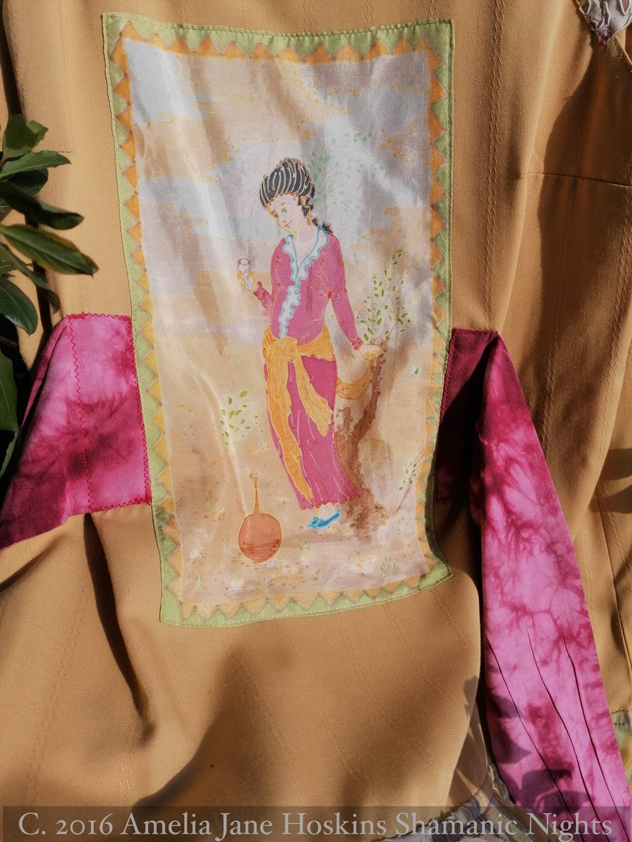 Persian Piri Event Dress. Ocre and deep pink.