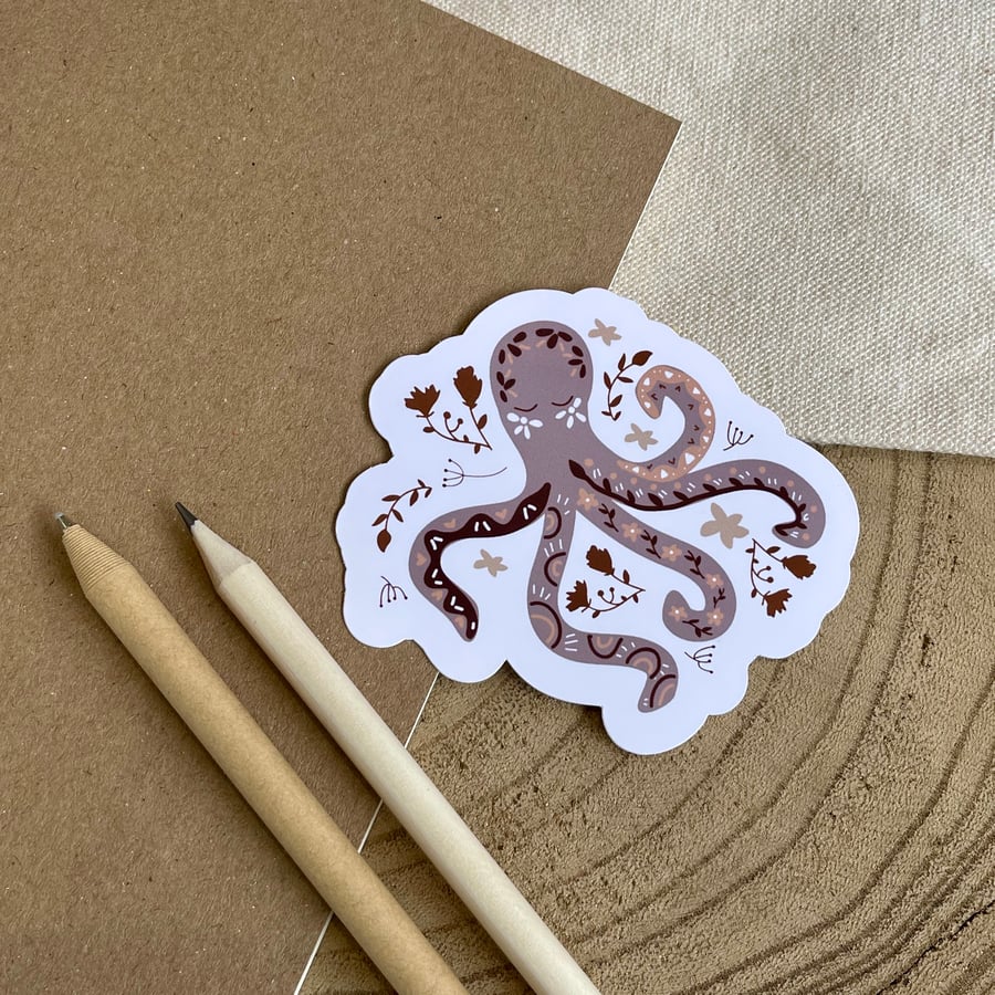 Sleepy Octopus Large Matte Vinyl Sticker