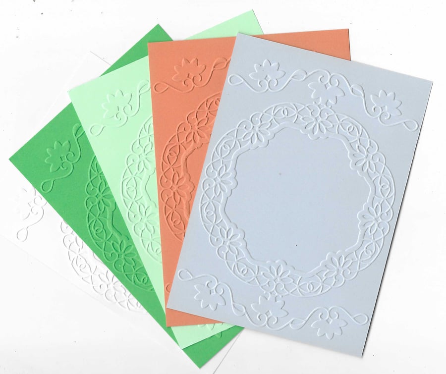 Embossed Card. 10 Sheets. A6. Choice Of Colour. Frame (21)