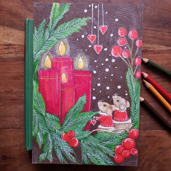 Christmas mice with Advent candles original artwork 