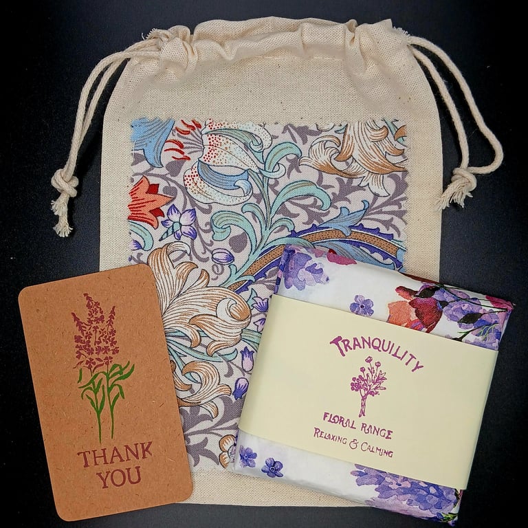 Provence Thank You Gift Lavender Wax Melts & Organic Cotton William Morris Bag