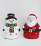 Hand-Painted Santa Tea Light Holder - Ceramic Christmas Candle Holder - Image 2