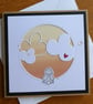 Rabbit With Clouds and Sequins Blank Card