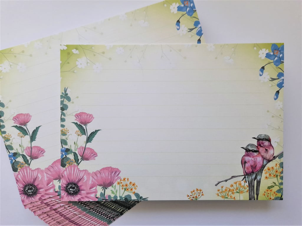 10 Birds and Poppies Notecards correspondence cards