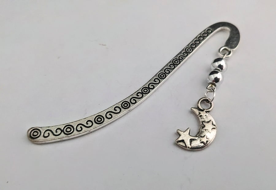 Tibetan silver bookmark with moon charm