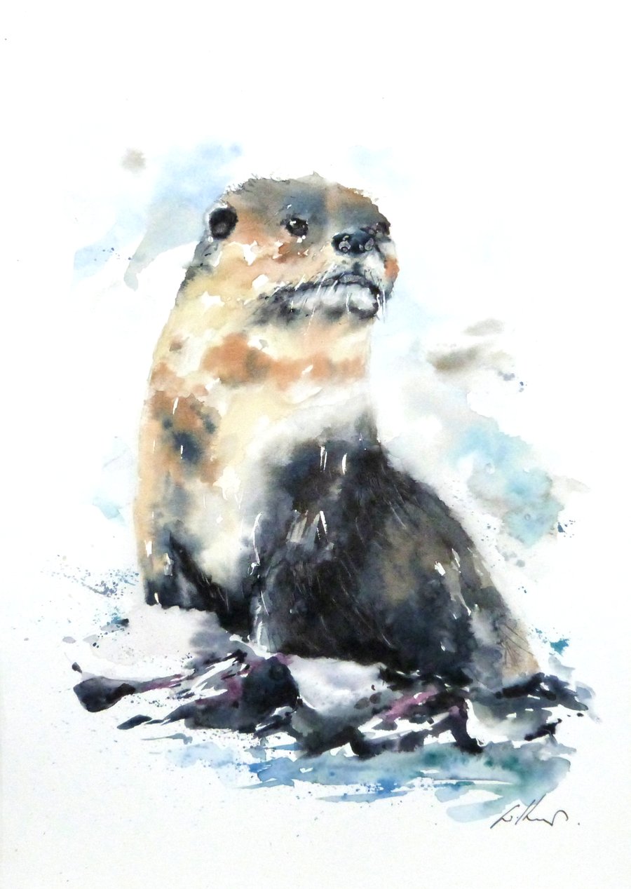 Otter, Original Watercolour Painting.