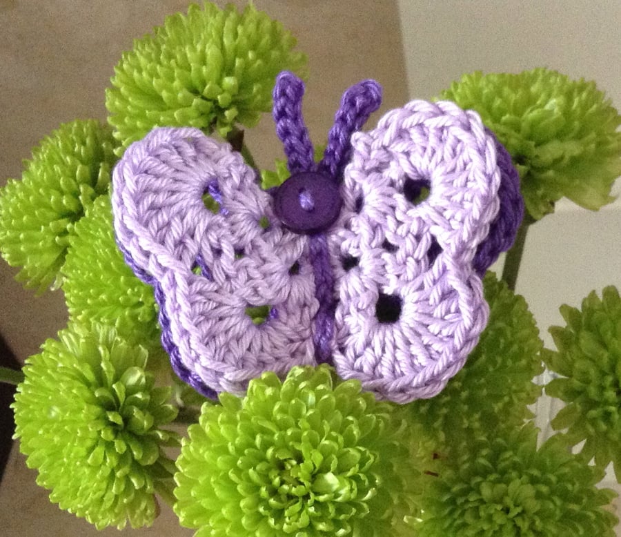 Crochet Butterfly Brooch