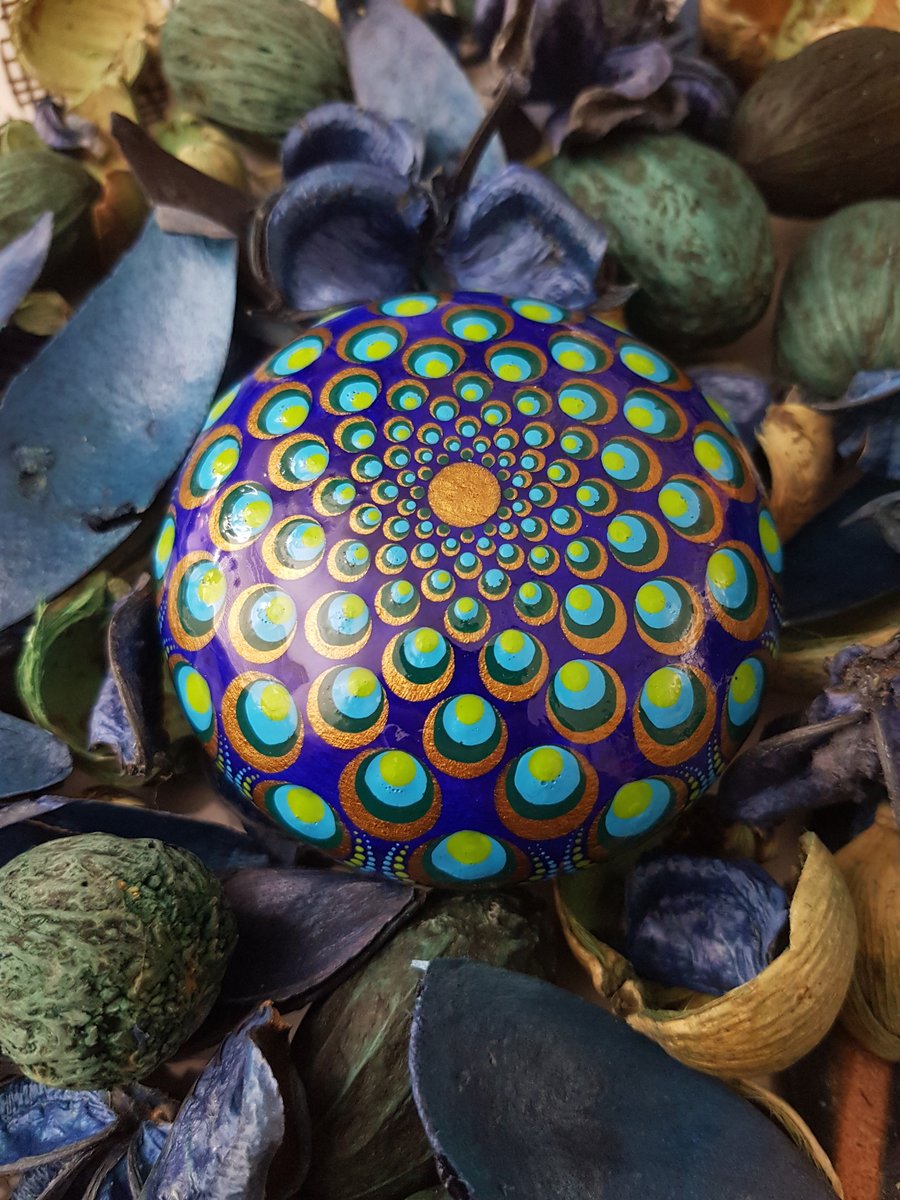 Peacock Inspired Mandala Stone