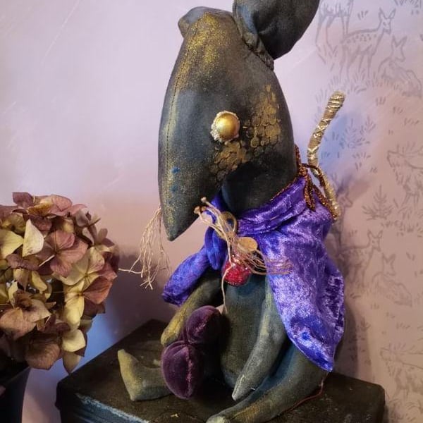 Primitive textile art Rat, sculpture, textile art, fantasy style, home decor