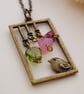 Bird necklace with flowers - Image 1