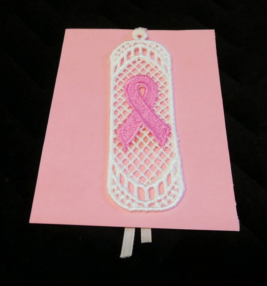Lace Bookmarks - with Pink Ribbon