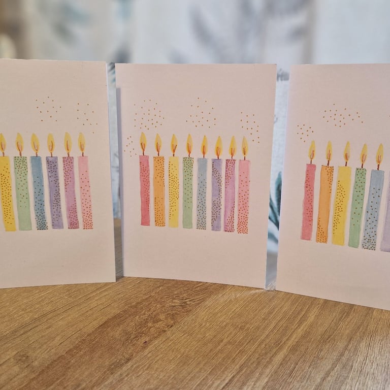 Birthday Candles Handpainted Greeting Card
