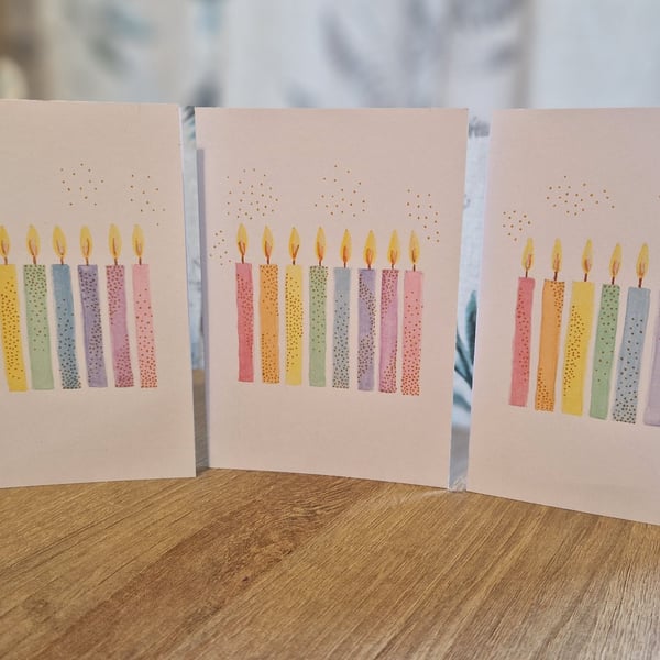 Birthday Candles Handpainted Greeting Card