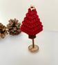 Mini Christmas Trees on Stand in Traditional Colours of Red, Green, and Gold - Image 3