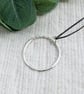 Large Silver Circle Necklace on Black Cotton Cord - Image 2
