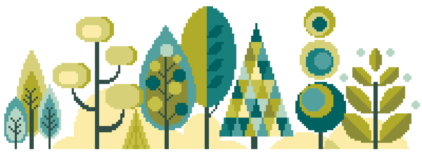 050C - Scandinavian Modern Forest Trees Series - Spring - Cross Stitch Pattern