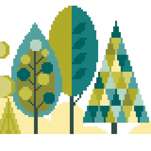 050C - Scandinavian Modern Forest Trees Series - Spring - Cross Stitch Pattern