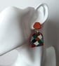 Harlequin Style Terracotta Stud and Drop Earrings - Image 2