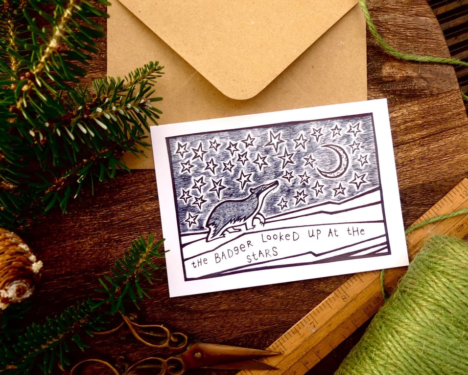 Badger and Stars Card - READY TO SHIP