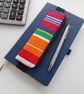 Elasticated pencil case for cover of book diary journal bright multi stripes