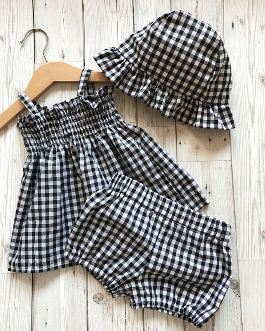 Baby Girls Clothing Set - Gift Idea for Baby - Gingham Baby Outfit - New Baby Cl