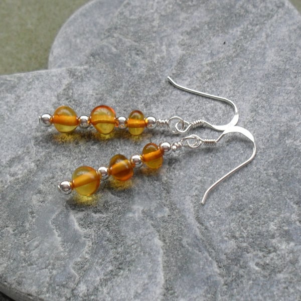 Baltic Amber Sterling Silver Drop Earrings