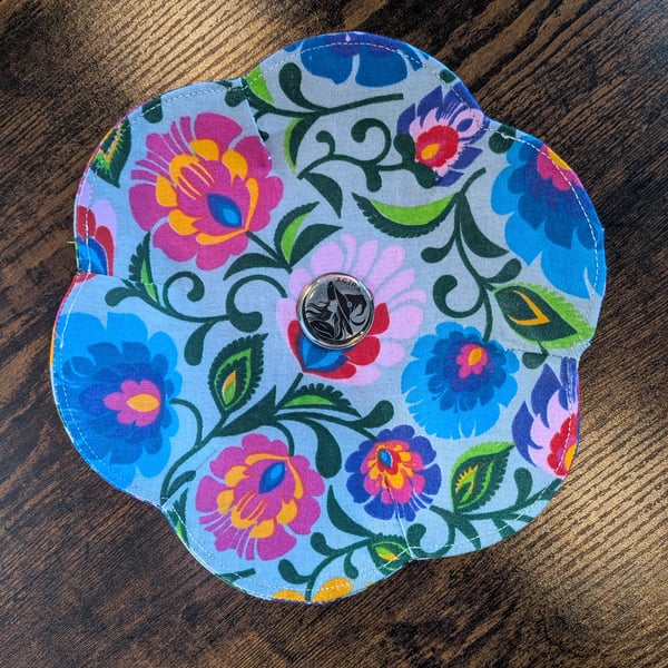 Handmade Folk Textile Bowl – Water-Resistant White Fabric Trinket Dish