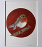 Original hand painted British bird robin watercolour artwork copper accent.  - Image 2
