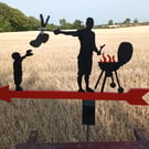 Hand Crafted BBQ "Burger please Dad!" Whirlygig - Weathervane
