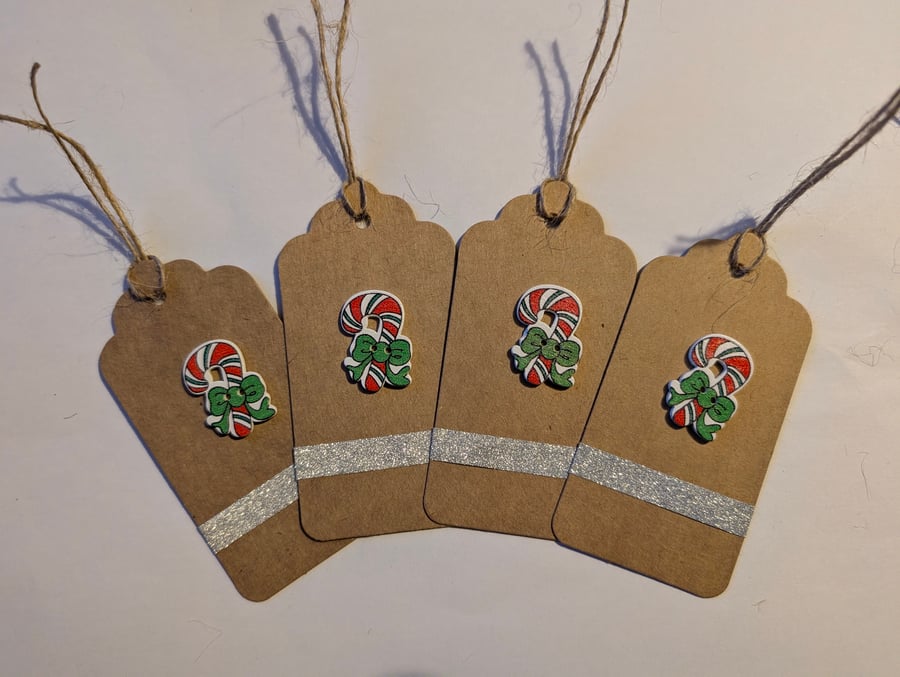 Homemade Christmas gift tags pack - candy cane