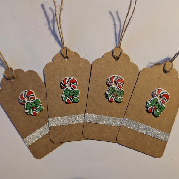 Homemade Christmas gift tags pack - candy cane