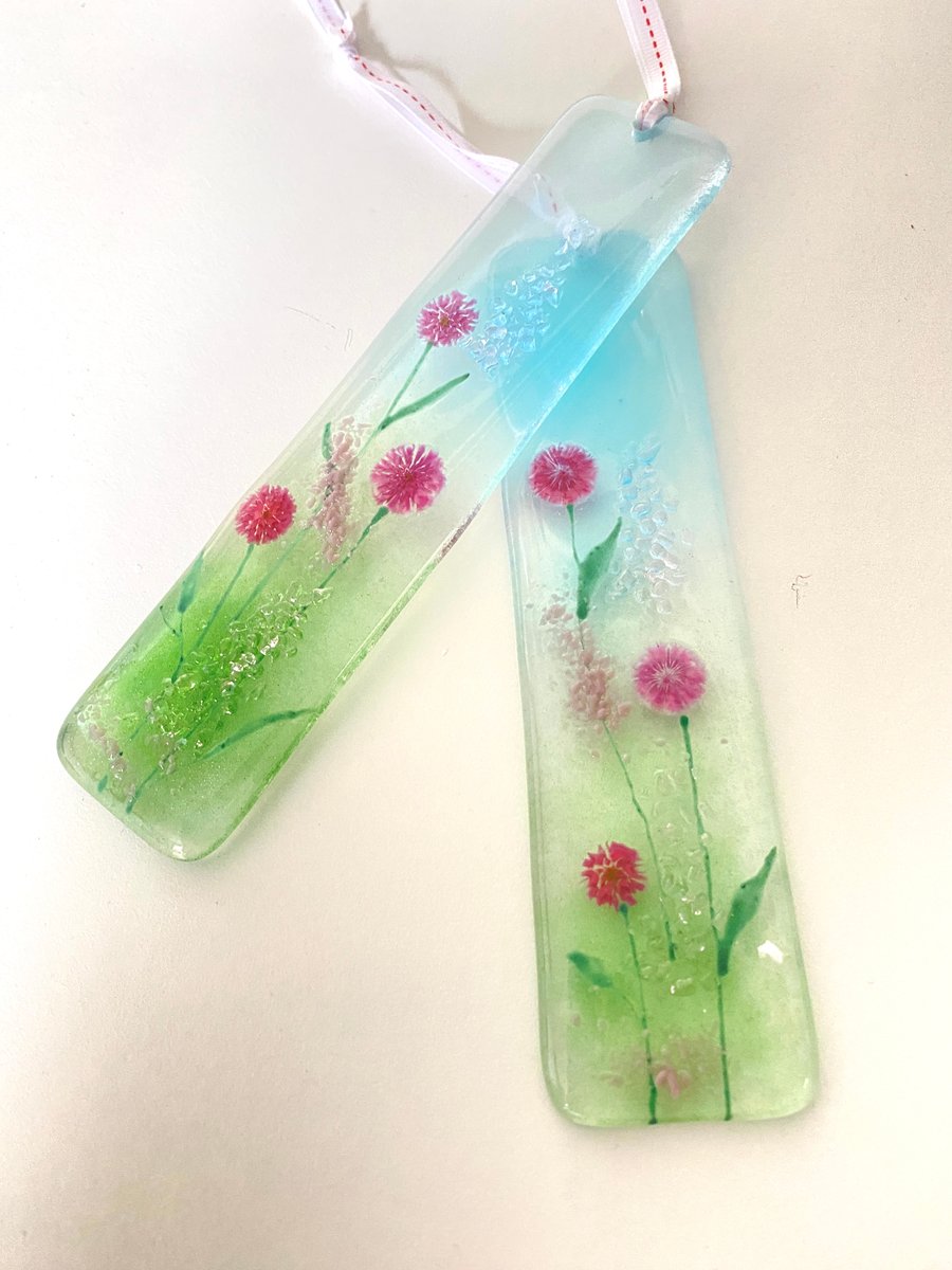 Gorgeous floral  fused glass hanging  