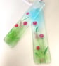 Gorgeous floral  fused glass hanging  