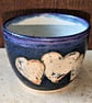 Gorgeous heart decorated blue stoneware mugs with teapot - Image 5