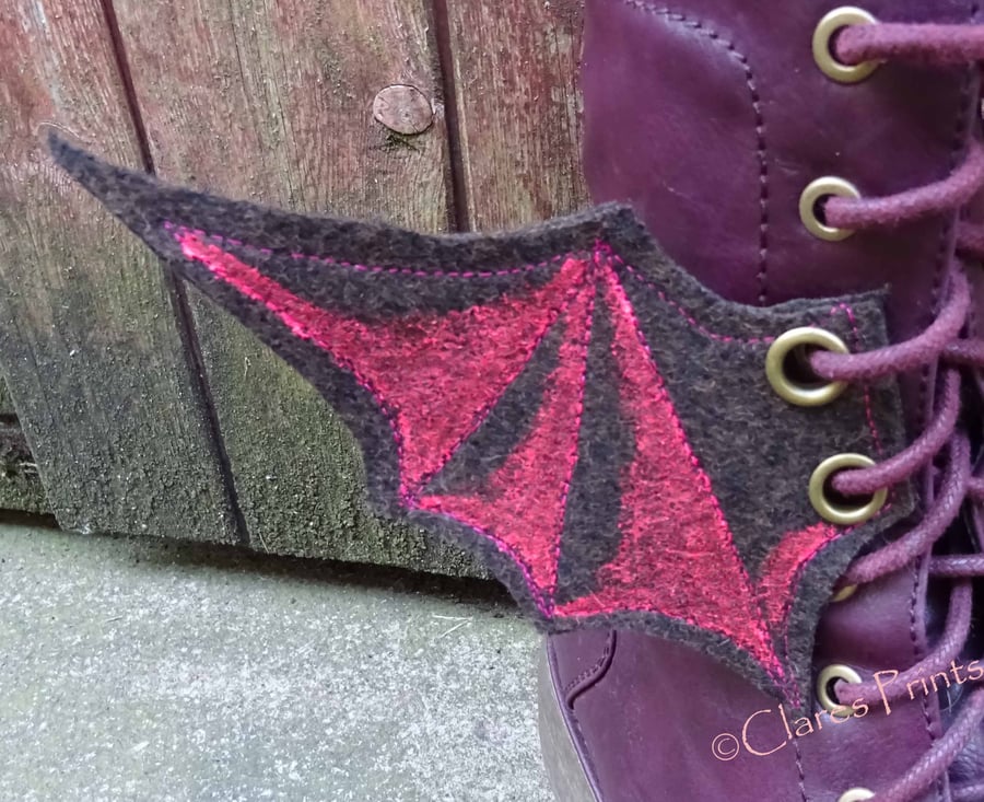 Steampunk Fabric Boot Wings Bat Wings Brown Pink Cosplay