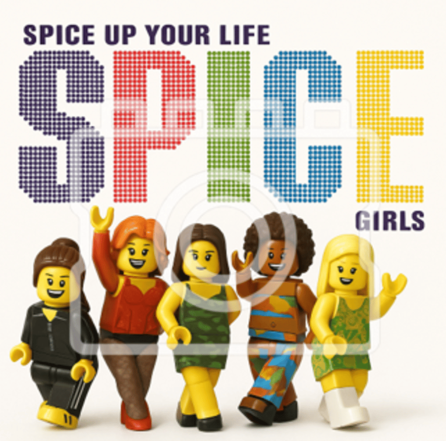 LEGO-Inspired Spice Girls – Spice Up Your Life 5x5" Print Mounted for 9x9" Frame